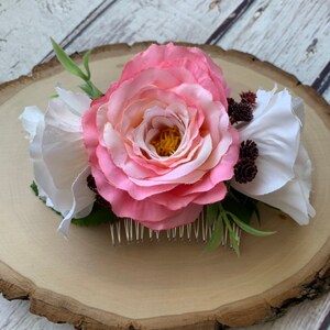 Blush pink hair comb Bridal headpiece Prom hair comb Rustic hair comb Pink rose comb Bridesmaid comb Floral hair comb Wedding flower comb