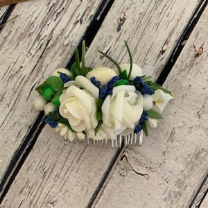 Flower hair comb Rustic flower comb Champagne hairpiece Ivory hair piece Bridal hair comb Wedding hair comb Greenery hair comb
