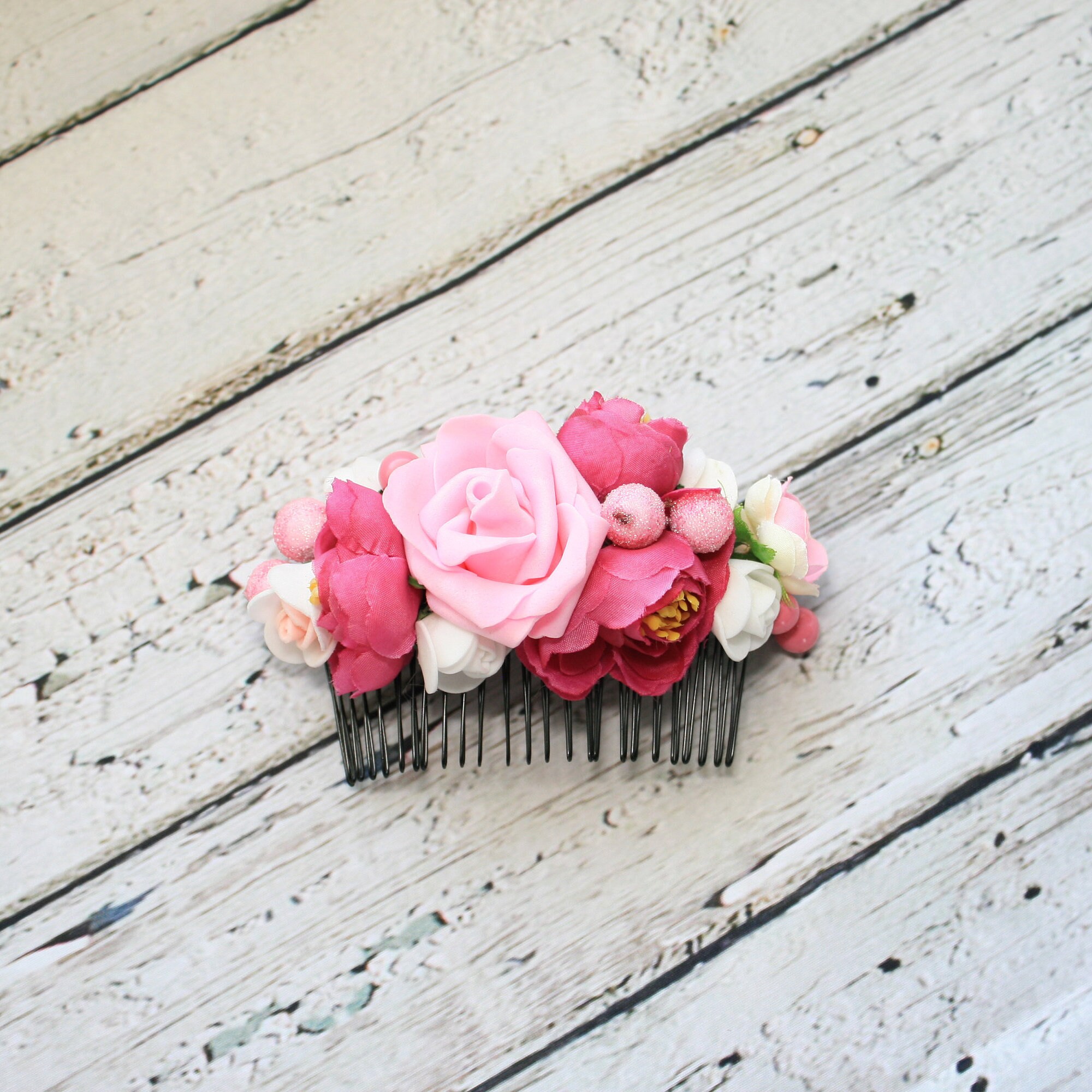 Pink rose hair comb Blush pink hair comb gift for her Rustic Etsy