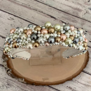 Baroque Dolce headband Beaded White Wedding Jewelled hair crown Bridal luxury hair accessory Fashion headpiece Pearl embroidered tiara