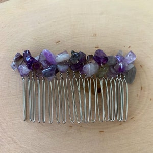 Amethyst hair comb Gemstone comb Purple Crystal Wedding comb Bridal hair piece Decorated comb Wedding headpiece Genuine stone comb