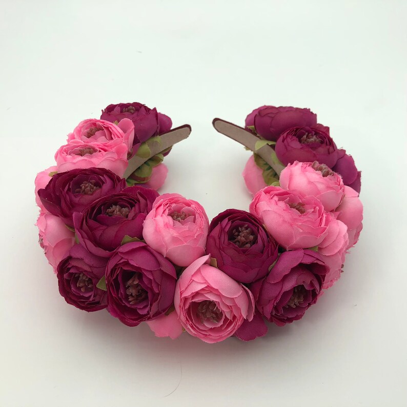 Frida Kahlo Flower hair crown Hot pink Mexican Wedding Etsy
