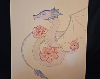 Dragon and Flower Illustration