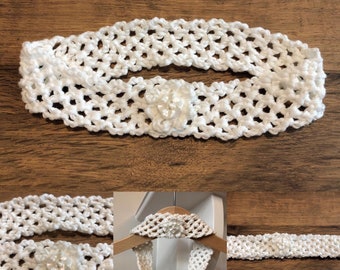100% Organic Cotton Hand Crocheted Headband with Handmade China button