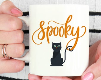 Spooky Mug, Halloween Mug, Cat Mug, Halloween Coffee Mug, Gift For Bestie, Gift For Her, Happy Halloween, Halloween Mug, Holiday Mug