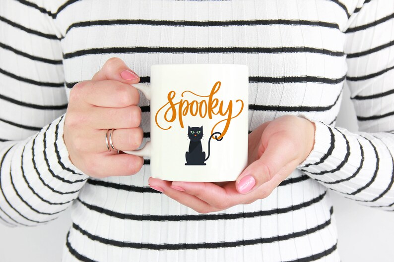 Spooky Mug, Halloween Mug, Cat Mug, Halloween Coffee Mug, Gift For Bestie, Gift For Her, Happy Halloween, Halloween Mug, Holiday Mug image 1