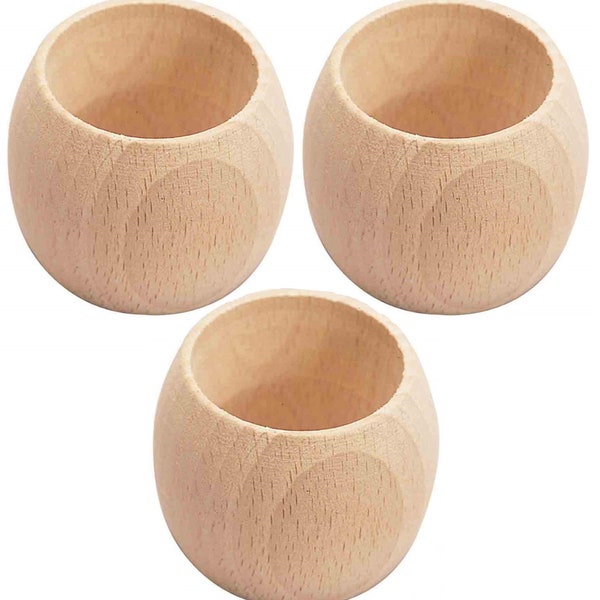 Lot De 3 Ronds De Serviette en Bois Naturel à Décorer Peindre Graver Personnaliser Teindre ou à Utiliser Tel Quel