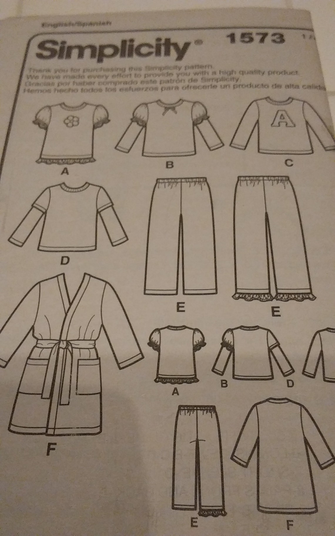 Toddler and Child's Simplicity Pattern 1573 Robe and Etsy