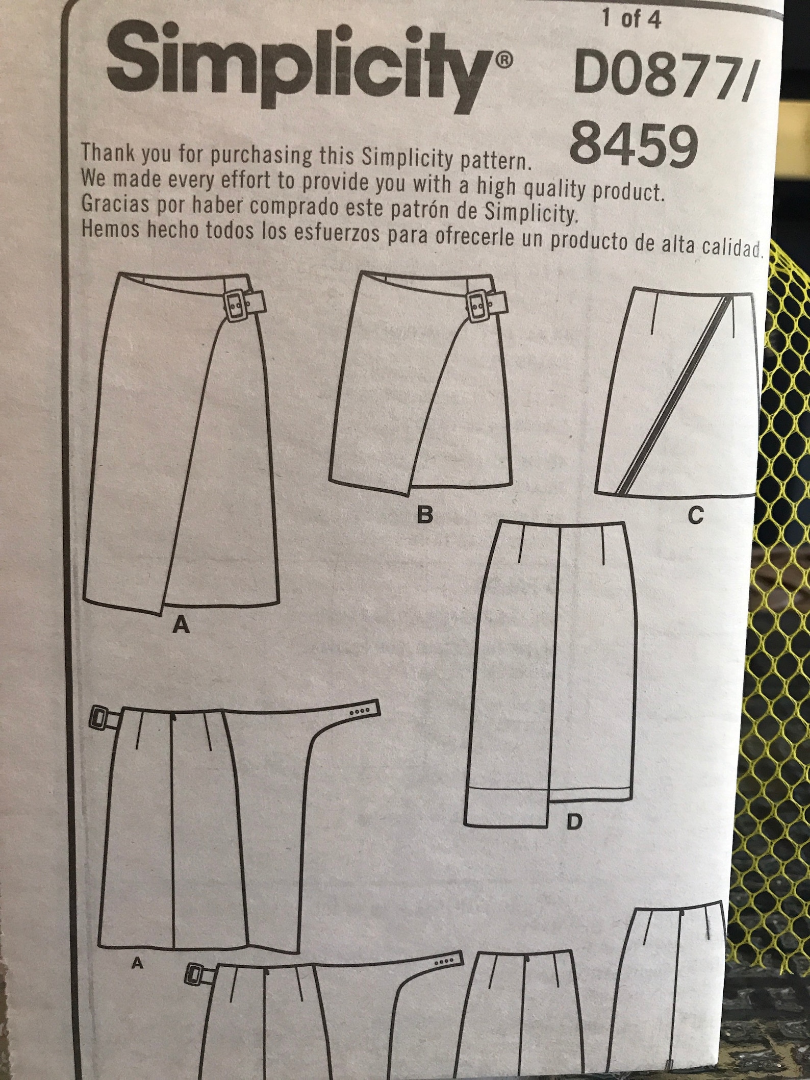 Simplicity 8459/D0877 Wrap Skirt Pattern Etsy