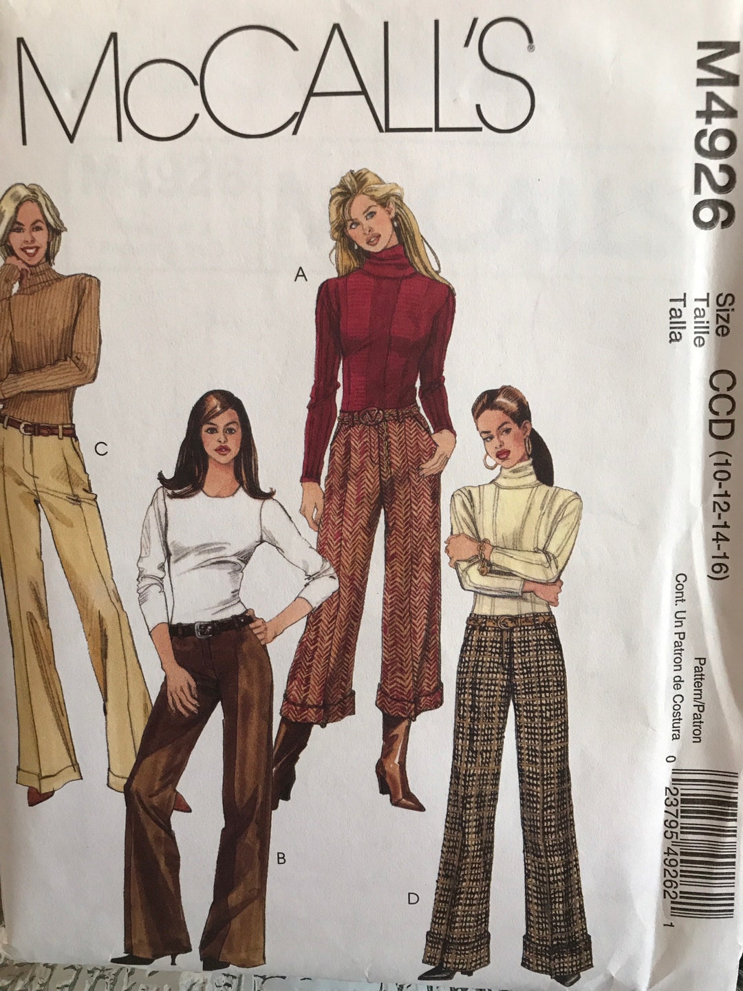 Mccalls Pants/cropped Pants Pattern 4926 - Etsy