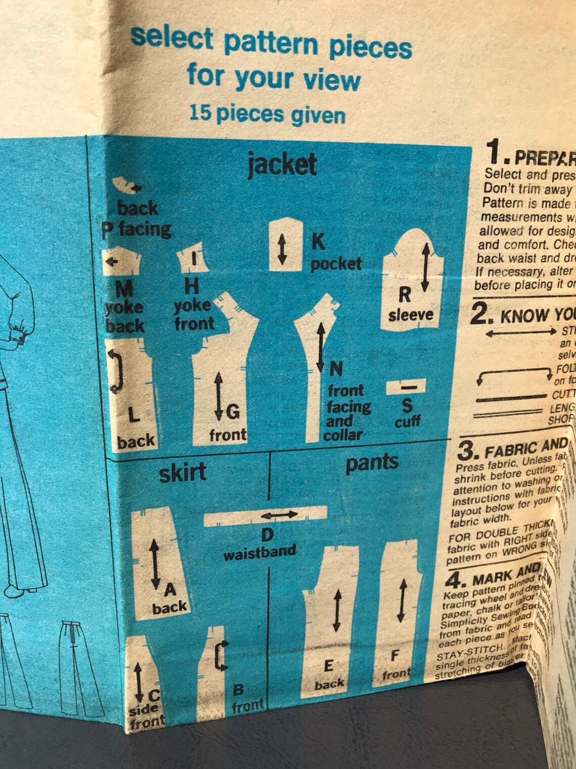 Vintage Simplicity Pattern 6603 From 1974, Jacket, Skirt and Pants