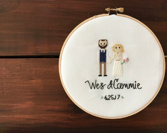 Custom Cross Stitch Wedding Portrait