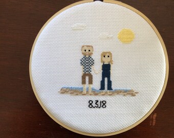 Custom Cross Stitch Family Portrait (2-5 characters)