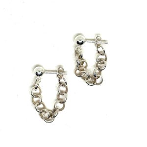 Silver chain earrings, sterling silver hoop earrings, handmade earring, Chain earrings, Sterling silver chain earrings