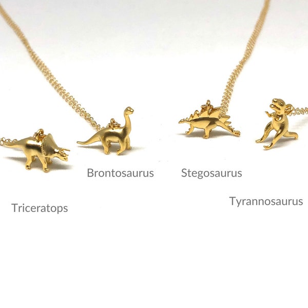 Customized Dinosaur Charm Necklace, 14k gold filled necklace, Tyrannosaurus, T-rex, Stegosaurus, Brontosaurus, Triceratops, christmas gift