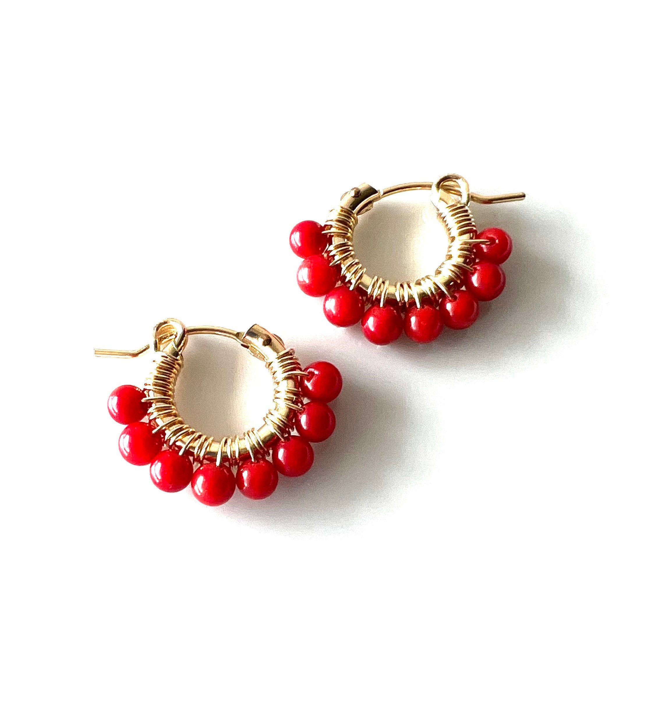 Coral on sale hoop earrings