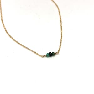 Dainty emerald 14kgf gold necklace, May birthstone, handmade craft jewelry, tiny gemstone necklace, healing power gemstone, bring love, luck