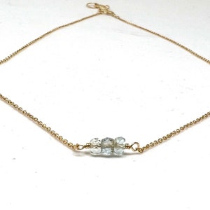 Aquamarine necklace, March birthstone, handmade craft jewelry, tiny gemstone necklace, healing power gemstone, bring love & luck