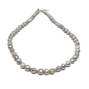 Sterling Silver Freshwater Pearl Necklace: Handmade Bridal Jewelry