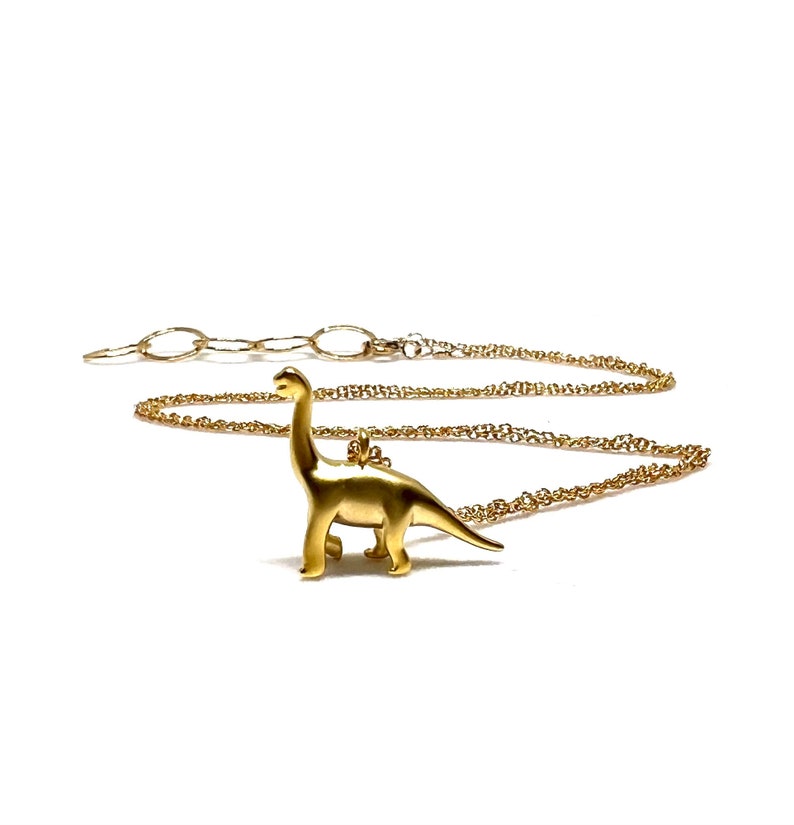 Dinosaur Charm Necklace Dainty 14kgf Gold Pendant Necklace Etsy