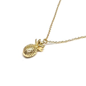 Pineapple Necklace, Pineapple jewelry, 14k gold pendant necklace, fruit jewelry charm necklace, handmade jewelry, tiny pineapple gift