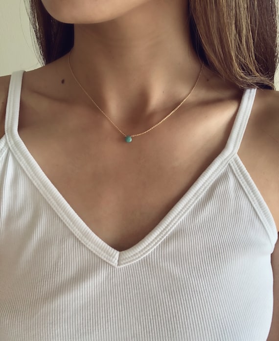 Dainty Blue Amazonite Gemstone Necklace, Simple 14kgf Gold Necklace, Lucky  Blue Gemstone, Handmade Healing Power Stone Gem, Birthstone Gift - Etsy