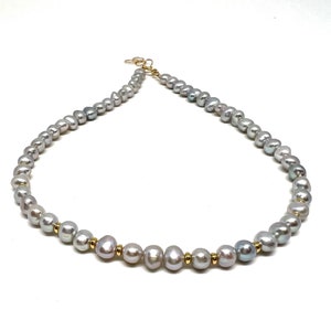 Freshwater Pearl Necklace: 14K Gold Fill Beads, Handmade Bridal Jewelry