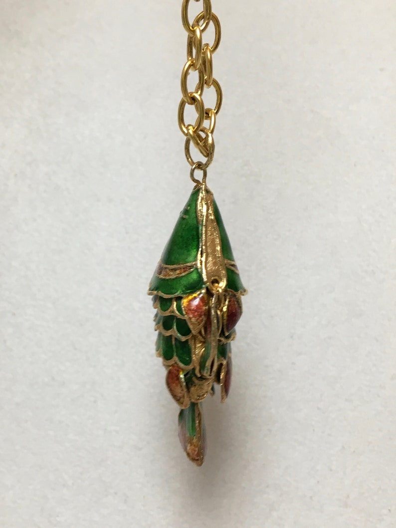 Cloisonne Fish Necklace Articulated Fish Pendant Vintage