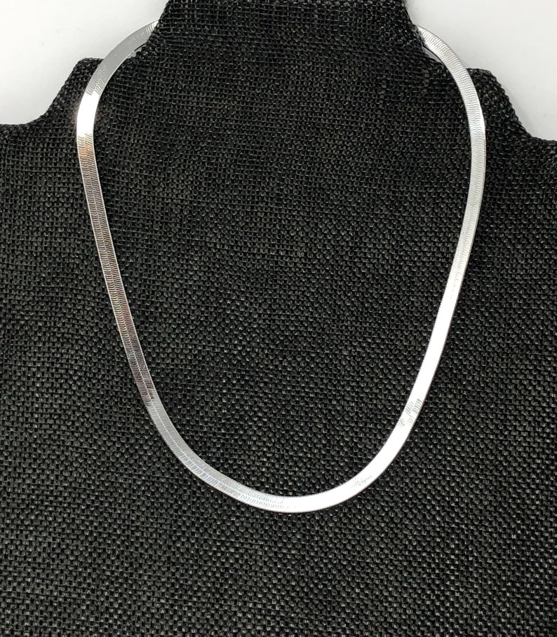 Sterling Silver Herringbone Chain 16 inches Italy Etsy