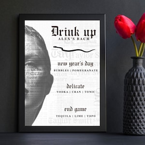 TAYLOR SWIFT Menu *Customized* Reputation Drinks Printable / Digital File (Bachelorette, Birthday)