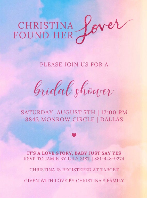 LOVER Bridal Shower Taylor Swift Pastel Watercolor Printable Invite -  Customized With Details - Etsy