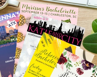 CUSTOM Itinerary/Invite *Printable, Digital* (1 pg) - Bachelorette, Vacation, Family Reunion, Birthday, Bar / Bat Mitzvah, Wedding Weekend