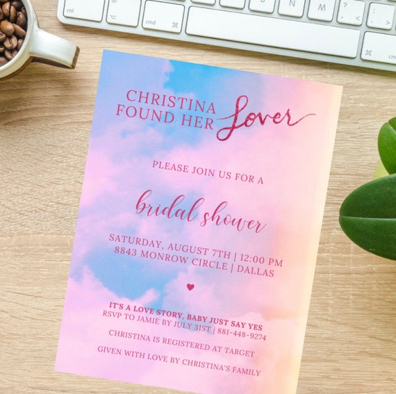 LOVER Bridal Shower Taylor Swift Pastel Watercolor Printable Invite -  Customized With Details - Etsy