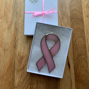 Breast Cancer Awareness Ribbon, Stained Glass Breast Cancer Ornament, Breast Cancer Survivor, Breast Cancer Gift, Pink Awareness Ribbon