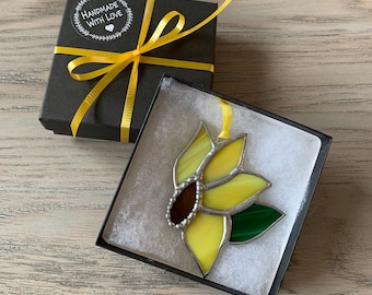 Sunflower Stained Glass Suncatcher, Ornament, Mother's Day Gift, Sunflower Decor, Gift For Mom