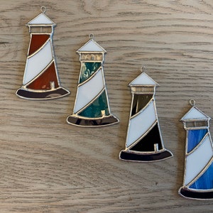 Lighthouse Decor, Stained Glass Lighthouse, Lighthouse Ornament, lighthouse Suncatcher, Lighthouse Keepsake, Miniature Lighthouse Decoration image 1