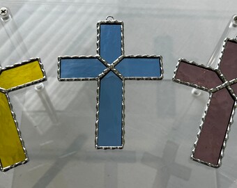 Stained Glass Cross Suncatcher,  Ornament, Mother's Day, Gift, Easter