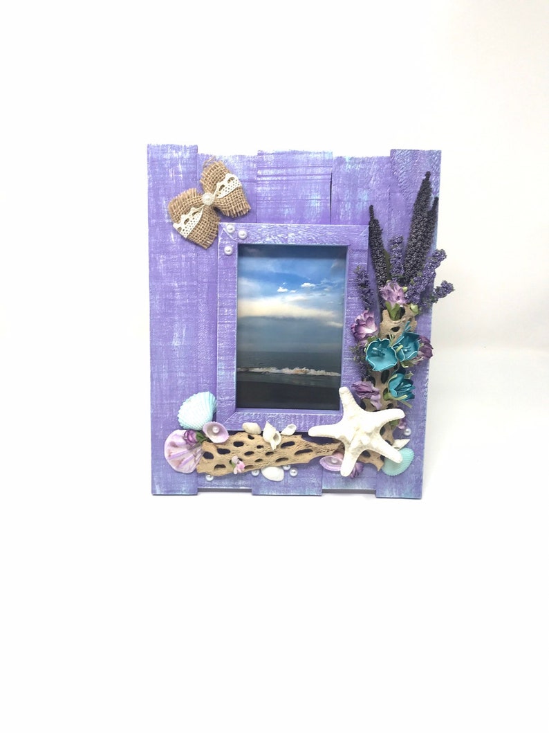 Wood Beach Photo Frame. Seashell Picture Frame 4X6 Beach Etsy
