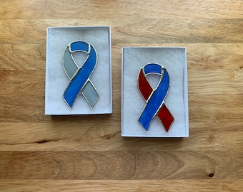 Stained Glass Awareness Ribbons, Autism, CHD, Diabetes, HLHS, Heart,  Breast Cancer, Awareness Ribbon Gift