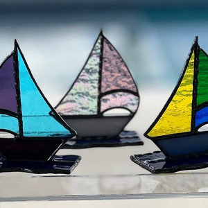 Sailboat, Stained Glass, Boat, Coastal Decor, Father&#39;s Day Gift