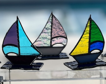 Sailboat, Stained Glass, Boat, Coastal Decor, Father's Day Gift