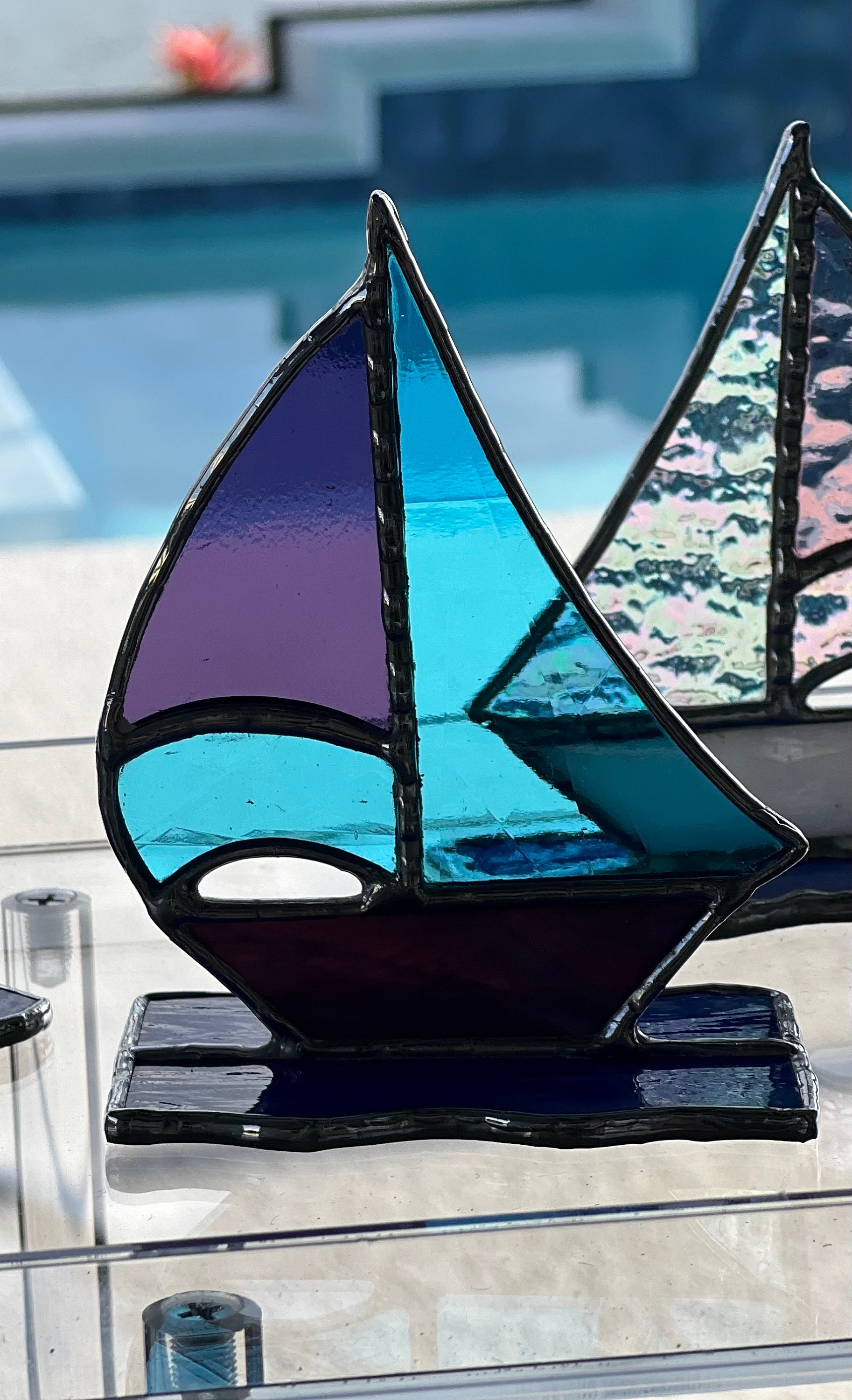 Sailboat, Stained Glass, Boat, Coastal Decor, Father's Day Gift - Etsy