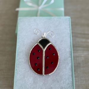 Ladybug Decor, Stained Glass Ladybug, Ladybug Ornament, Ladybug Suncatcher, Ladybug Keepsake, Miniature Ladybug  Decoration