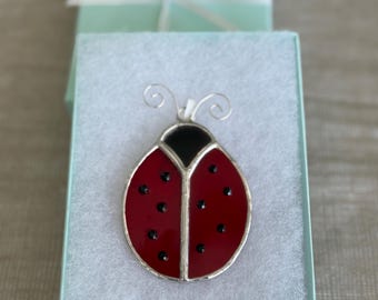 Ladybug Decor, Stained Glass Ladybug, Ladybug Ornament, Ladybug Suncatcher, Ladybug Keepsake, Miniature Ladybug  Decoration
