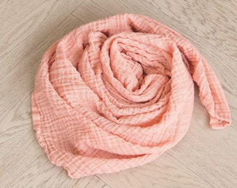 Classic Muslin Swaddle Baby Blanket in Apricot - 100% cotton 47" x 47"