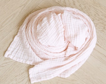 Classic Muslin Swaddle Baby Blanket in Pale Pink