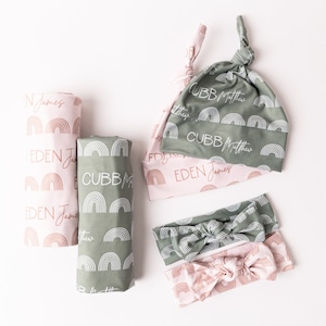 Personalized Swaddle Blanket - Scandi Rainbows
