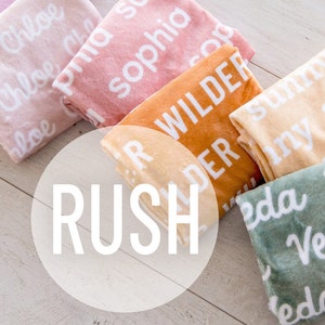 RUSH 30" x 40" - Plush Minky Baby Name Blanket