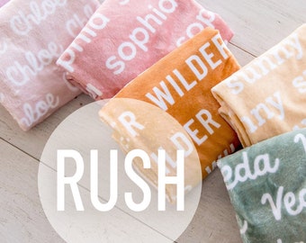 RUSH 30" x 40" - Plush Minky Baby Name Blanket