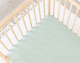 Deluxe Muslin Crib Sheet in Seafoam